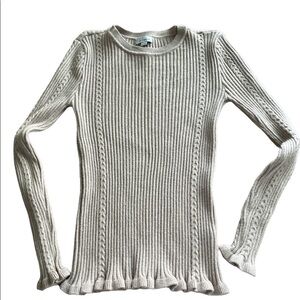 Olivia Warren size small Tan Sweater with Braided Trim Design on Sides